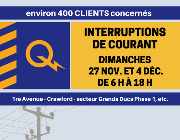 Info-Travaux : Interruption de courant les dimanches 27 novembre et 4 décembre 2022